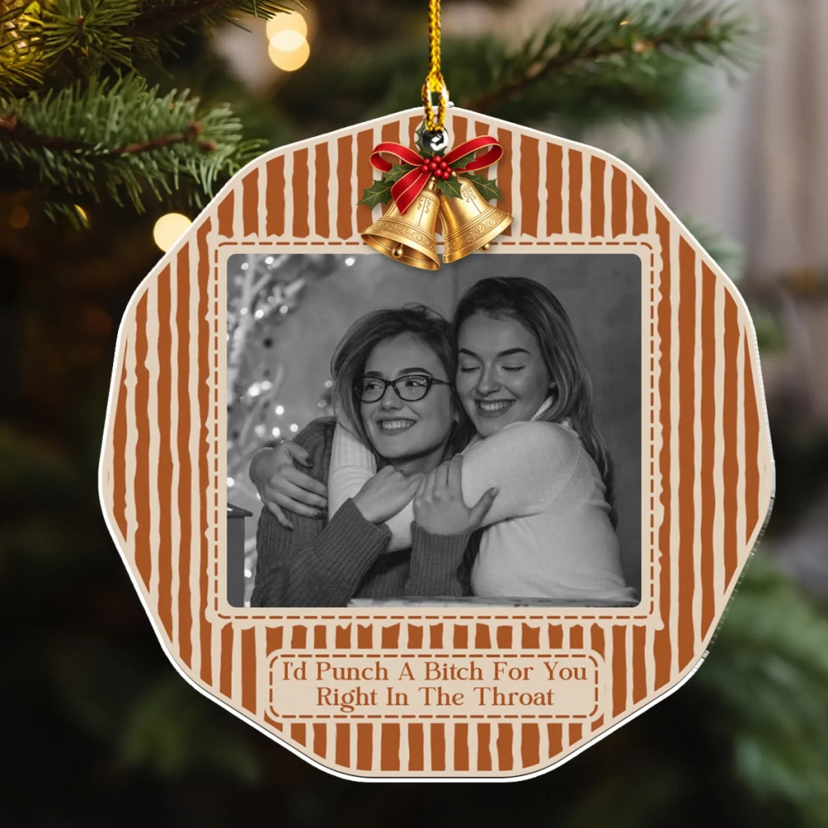 Custom Friendship Christmas Ornament, Best Friend Gift •  Vintage Bestie Snapshot - Personalized Acrylic Ornament