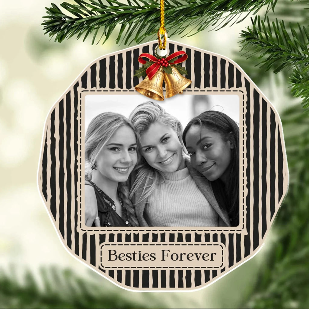 Custom Friendship Christmas Ornament, Best Friend Gift •  Vintage Bestie Snapshot - Personalized Acrylic Ornament