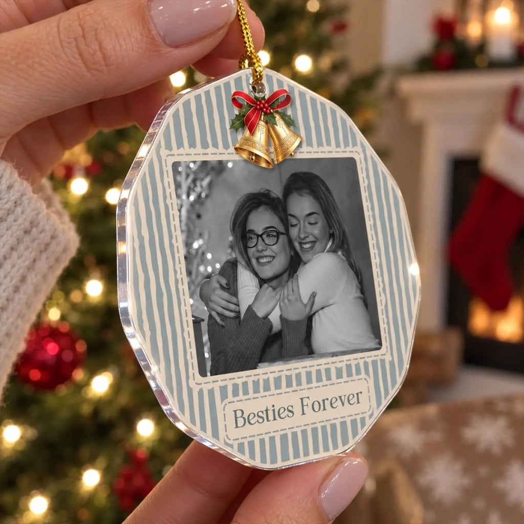 Custom Friendship Christmas Ornament, Best Friend Gift •  Vintage Bestie Snapshot - Personalized Acrylic Ornament