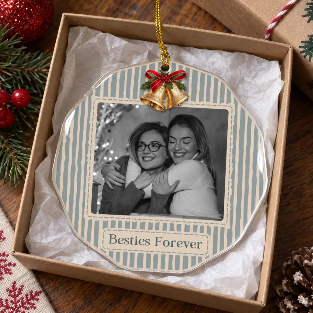 Custom Friendship Christmas Ornament, Best Friend Gift •  Vintage Bestie Snapshot - Personalized Acrylic Ornament