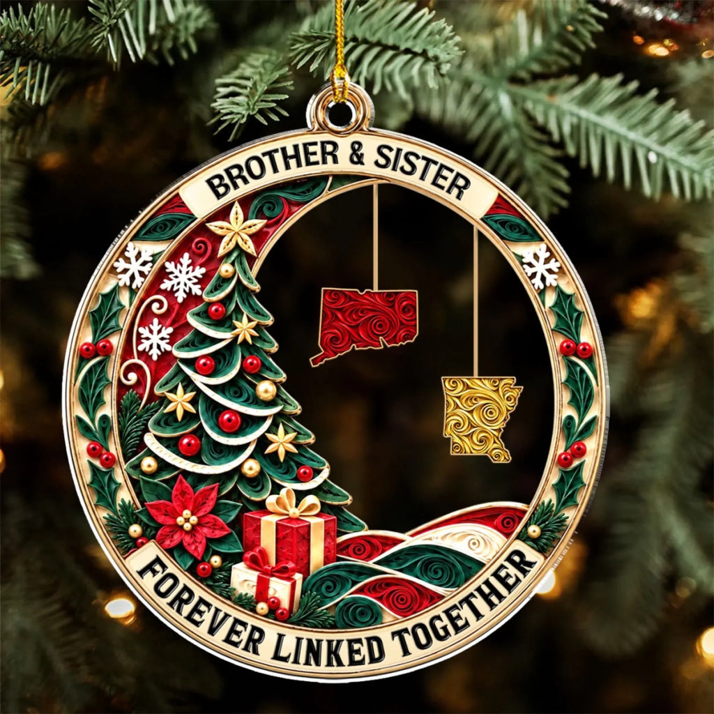 Custom Sister Christmas Ornament •  Siblings Christmas - Personalized Acrylic Ornament