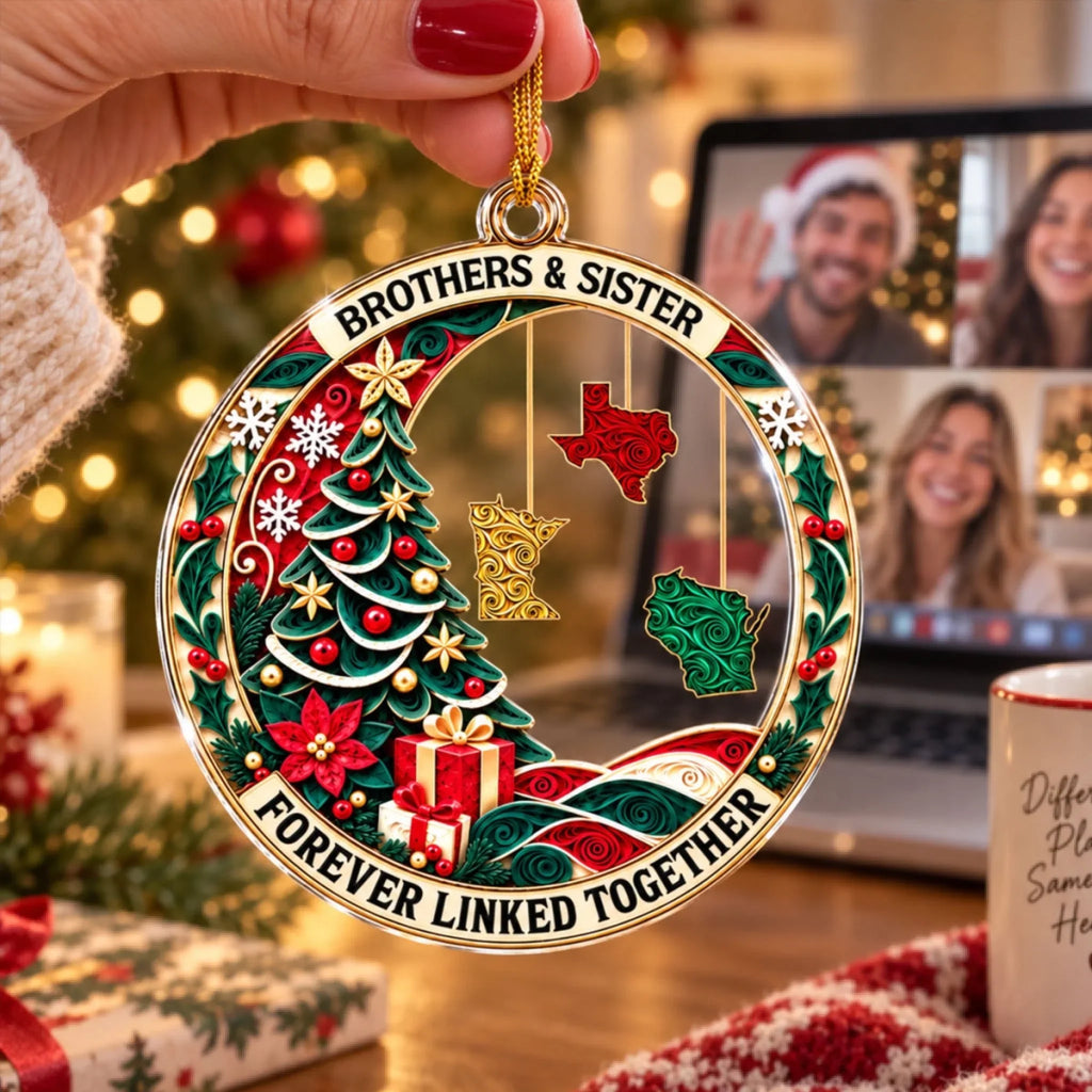 Custom Sister Christmas Ornament •  Siblings Christmas - Personalized Acrylic Ornament