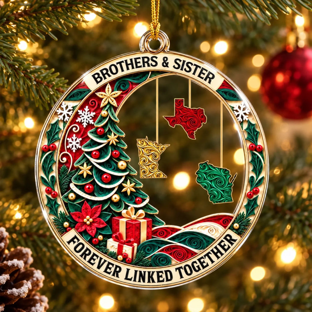 Custom Sister Christmas Ornament •  Siblings Christmas - Personalized Acrylic Ornament