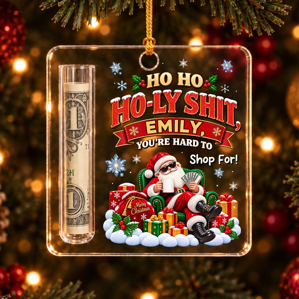 Custom Coworker Christmas Ornament, Team Appreciation Gift •  Santa Chose Cash This Year - Personalized Cash Gift Ornament
