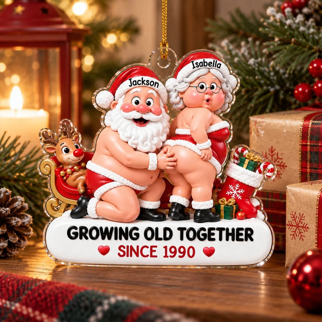 Custom Couple Christmas Ornament, Funny Gift •  Merry Together Forever - Personalized Acrylic Ornament