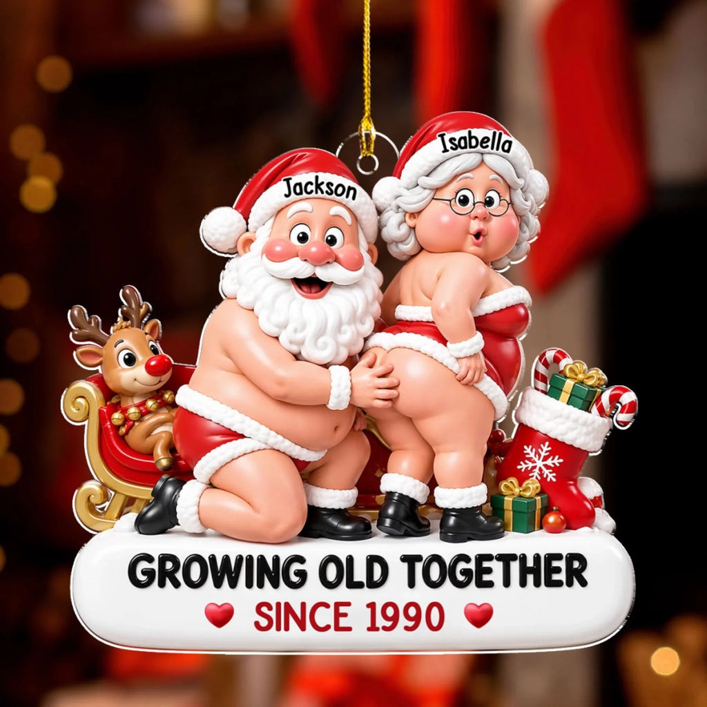 Custom Couple Christmas Ornament, Funny Gift •  Merry Together Forever - Personalized Acrylic Ornament