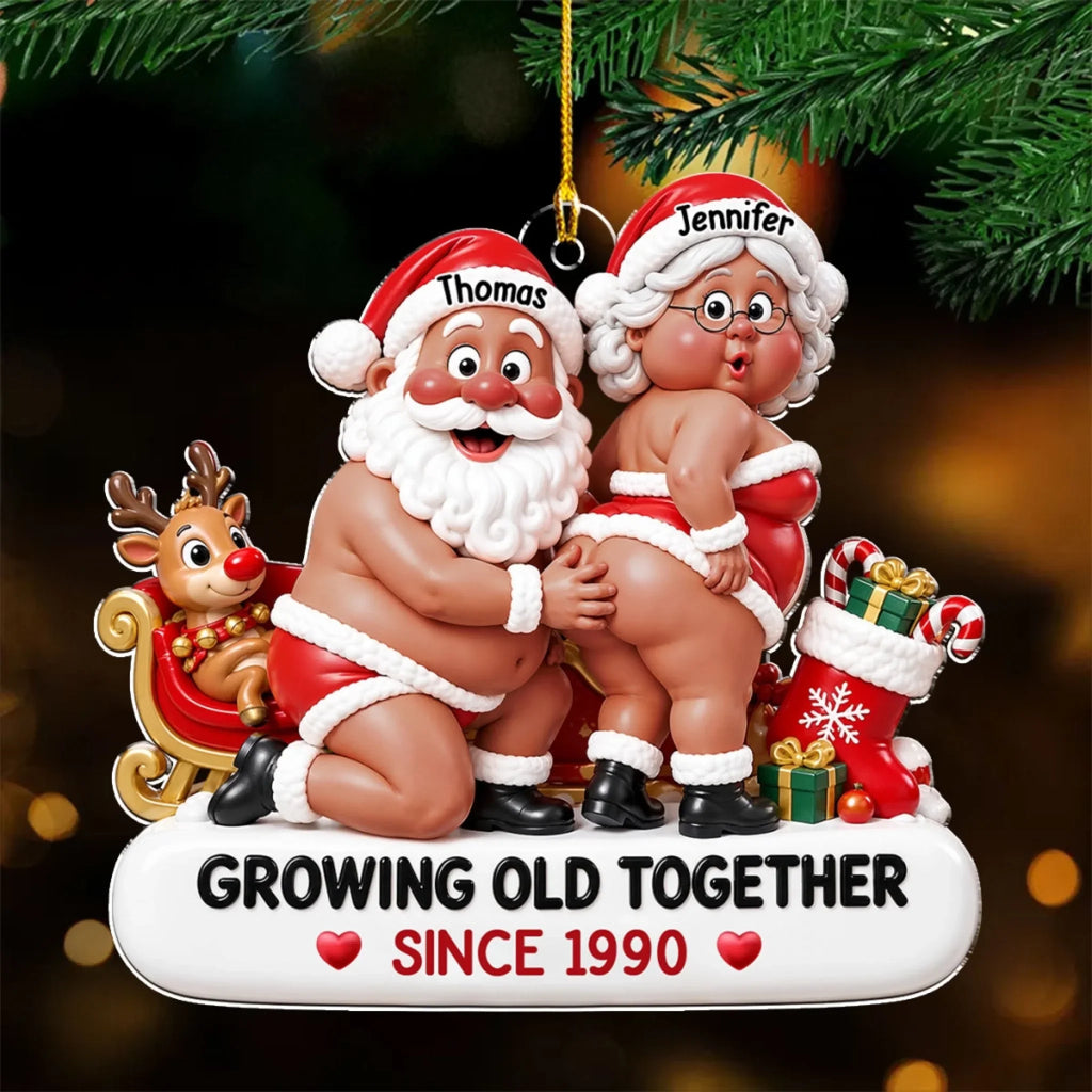 Custom Couple Christmas Ornament, Funny Gift •  Merry Together Forever - Personalized Acrylic Ornament