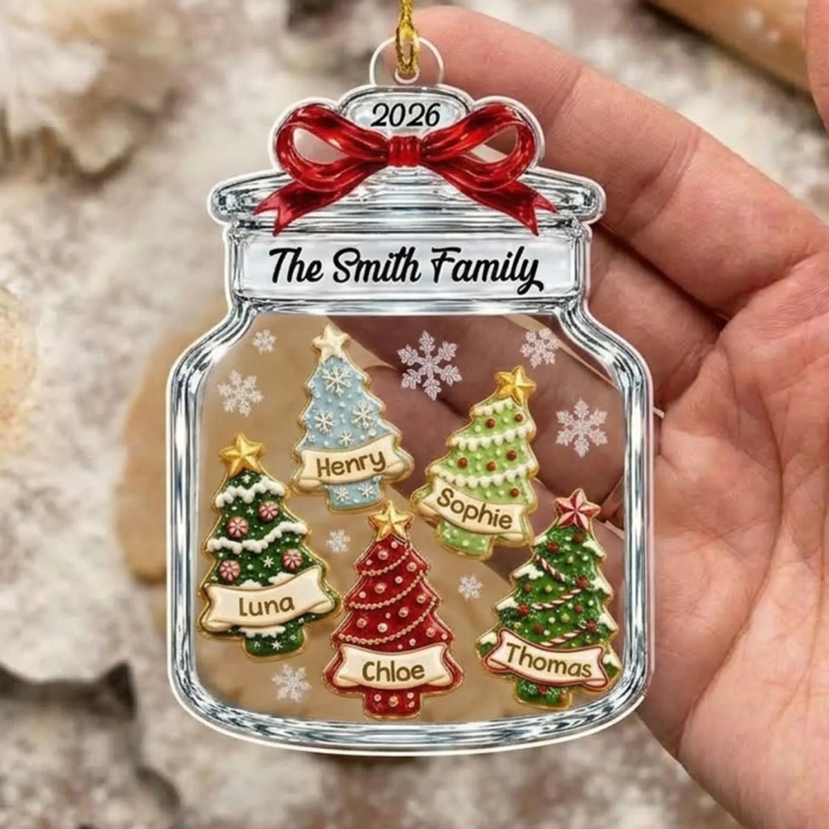 Custom Family Ornament, Christmas Gift for Family Members •  Family At Home - Personalized 3D Effect Acrylic Ornament