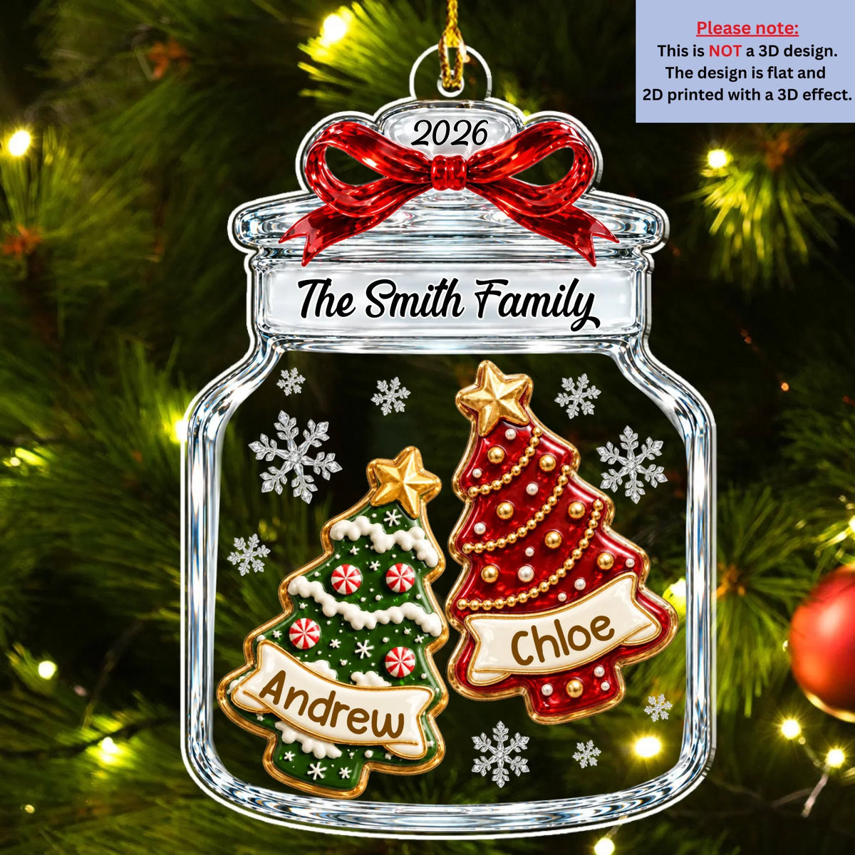 Custom Family Ornament, Christmas Gift for Family Members •  Family At Home - Personalized 3D Effect Acrylic Ornament