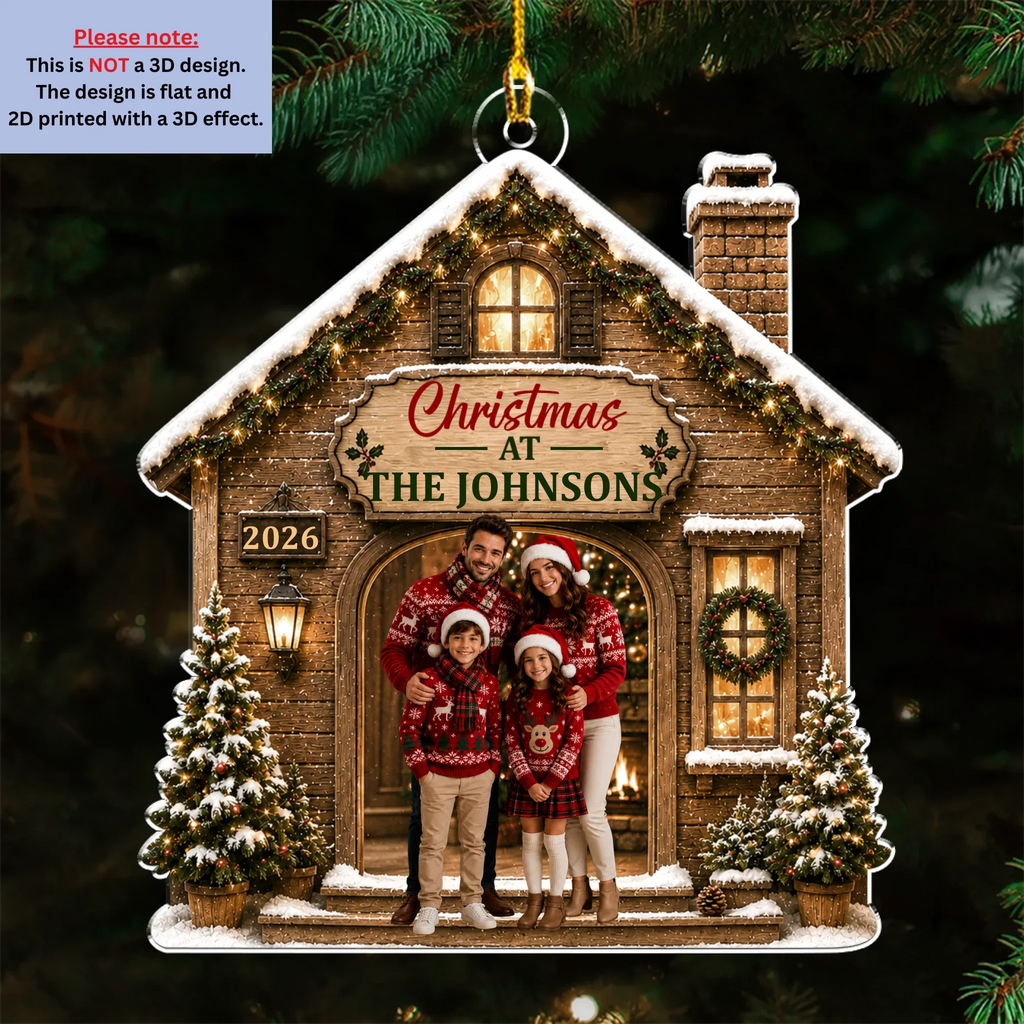 Custom Family Ornament, Christmas Gift for Family Members •  Merry At Home -  Personalized 3D Effect Acrylic Ornament