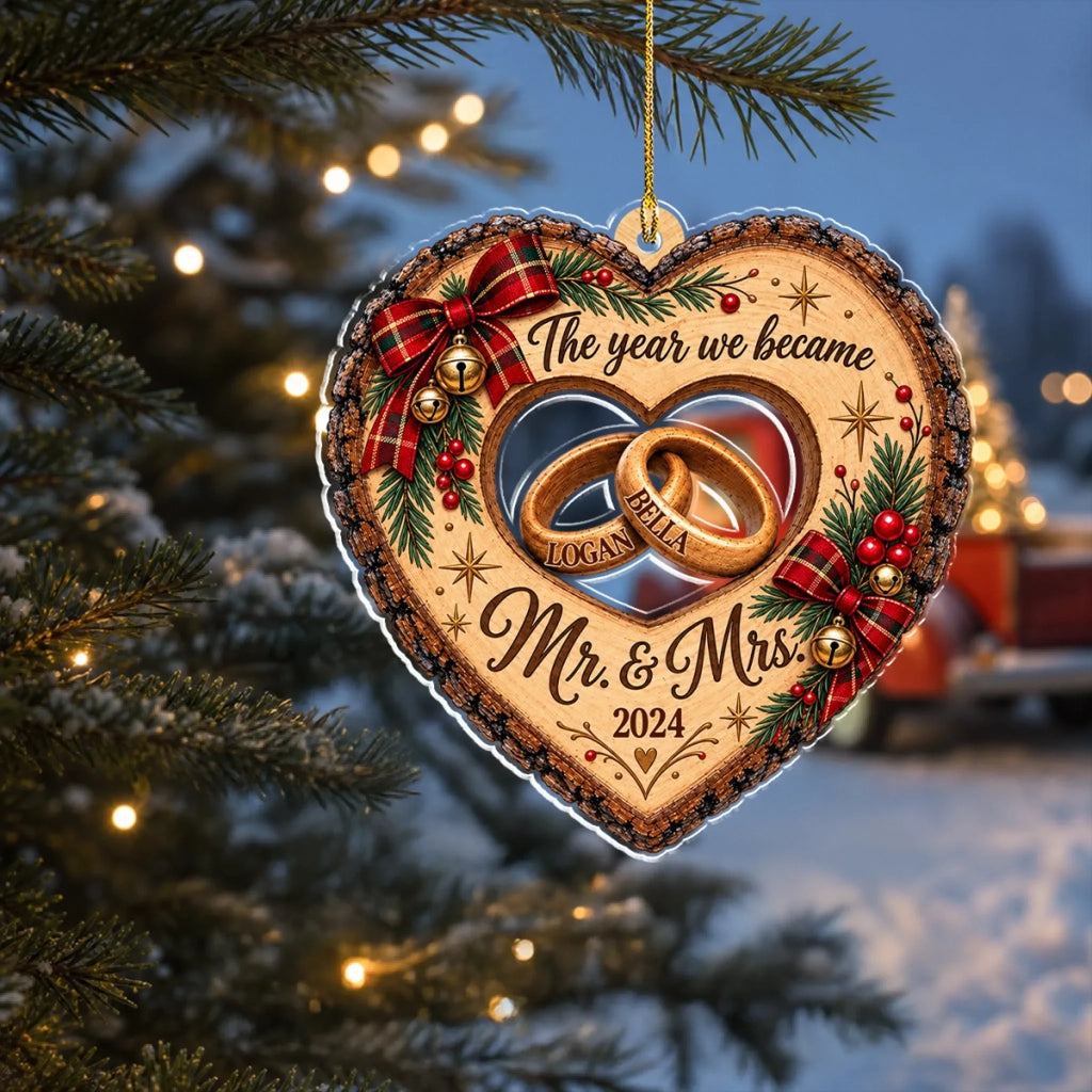 Custom Couple Christmas Ornament, Anniversary Gift •  Eternal Love - Personalized 3D Effect Acrylic Ornament