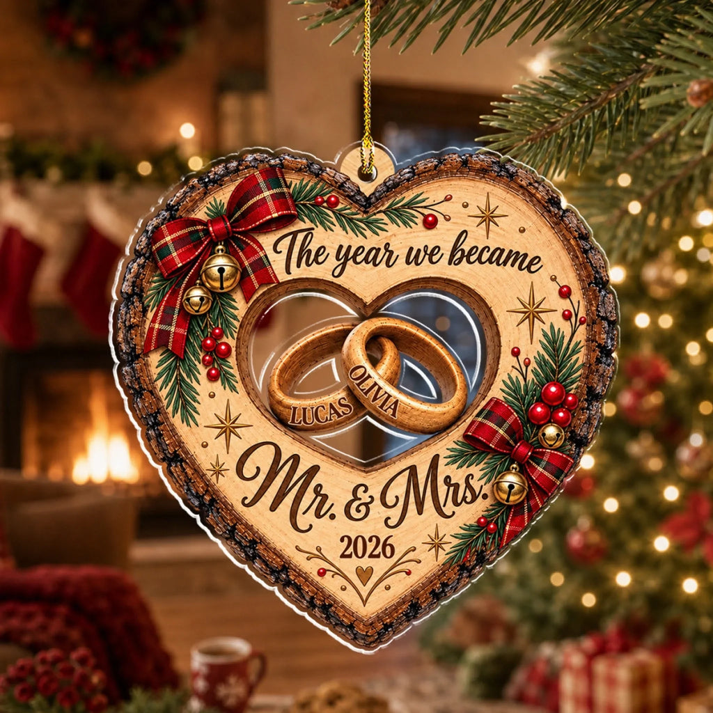 Custom Couple Christmas Ornament, Anniversary Gift •  Eternal Love - Personalized 3D Effect Acrylic Ornament