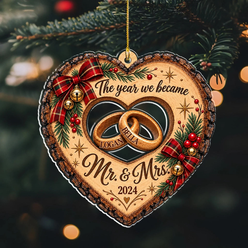 Custom Couple Christmas Ornament, Anniversary Gift •  Eternal Love - Personalized 3D Effect Acrylic Ornament