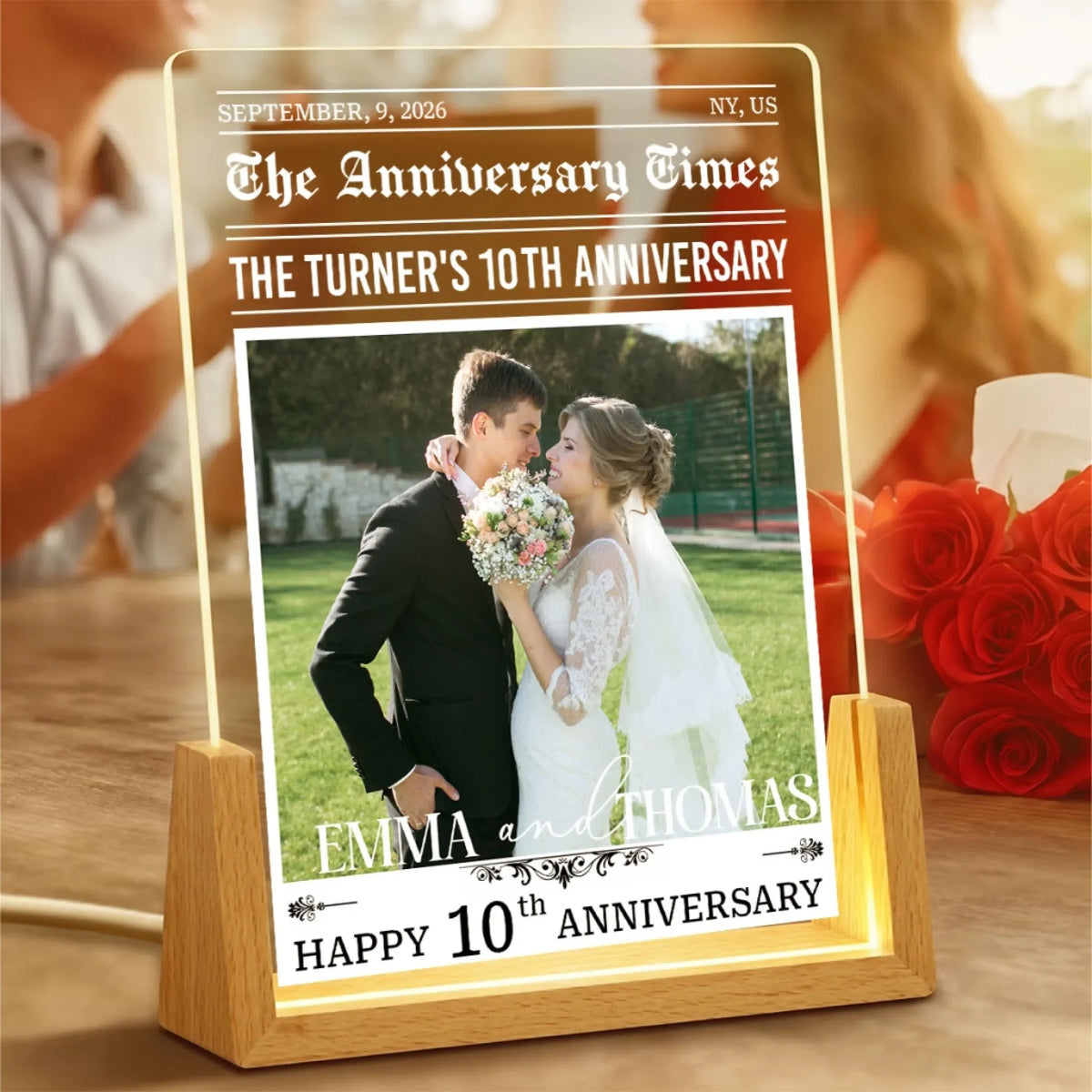 Custom Anniversary, Wedding, Christmas Gift For Husband, Him• The Anniversary Times - Personalized Night Light
