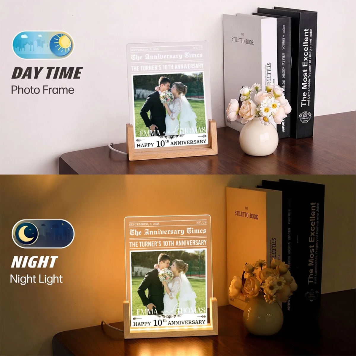 Custom Anniversary, Wedding, Christmas Gift For Husband, Him• The Anniversary Times - Personalized Night Light