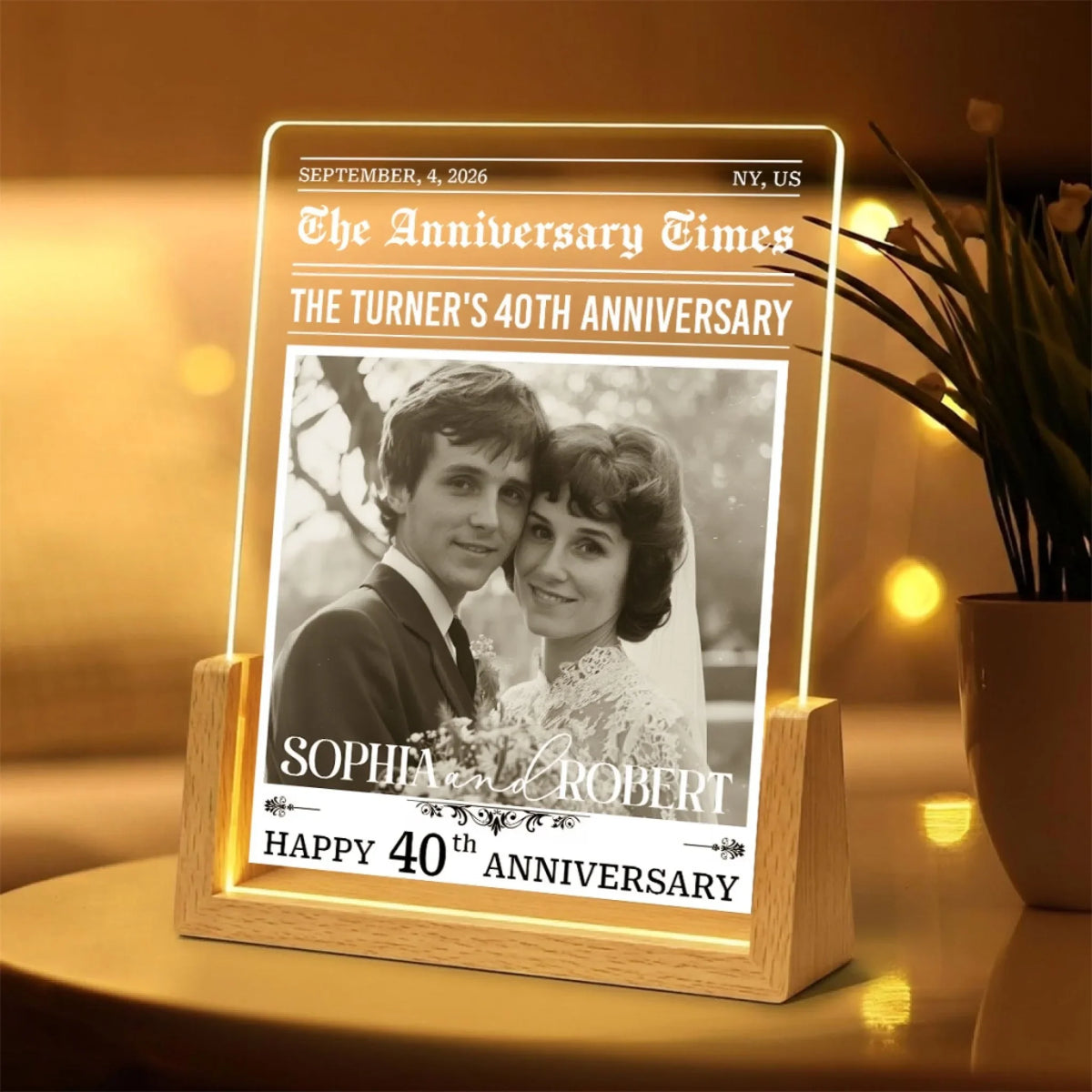Custom Anniversary, Wedding, Christmas Gift For Husband, Him• The Anniversary Times - Personalized Night Light
