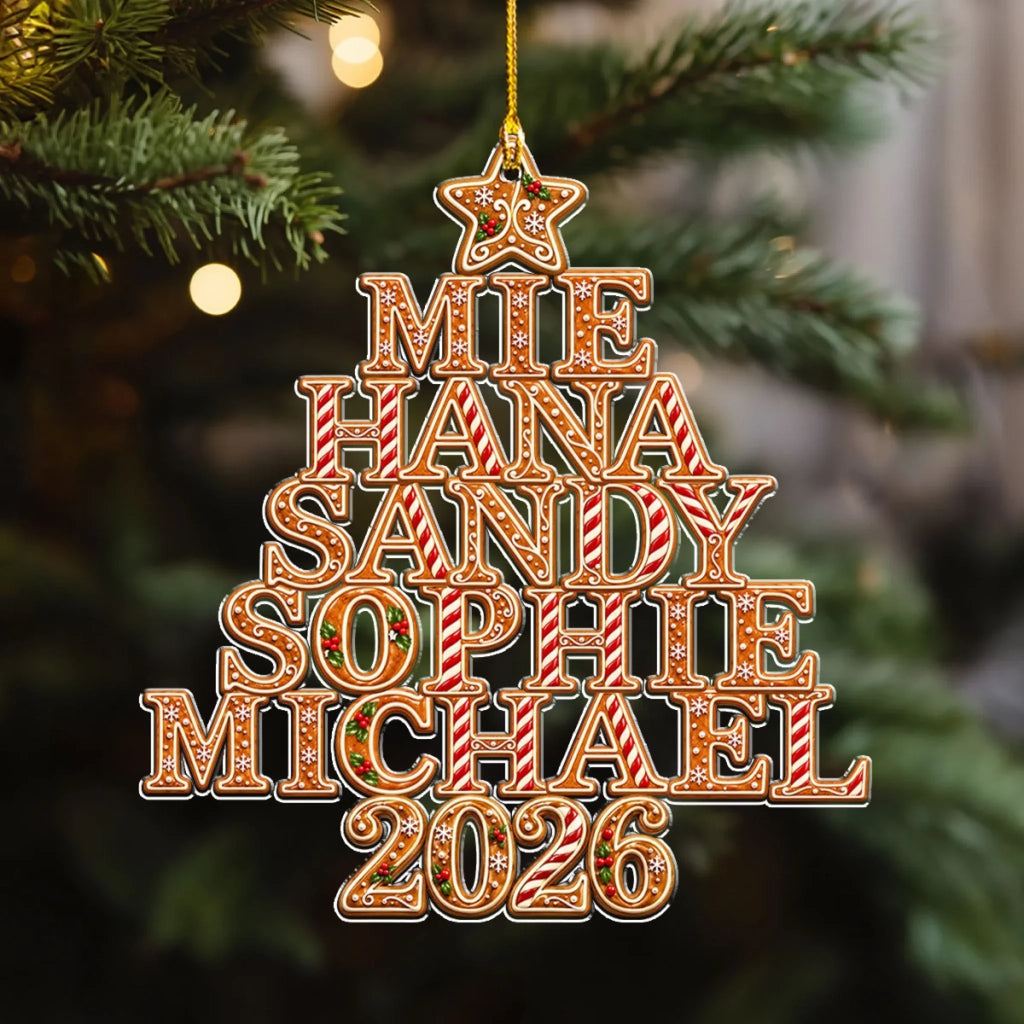 Custom Family Ornament, Christmas Gift for Family Members •  Gingerbread Christmas Tree - Personalized Acrylic Ornament