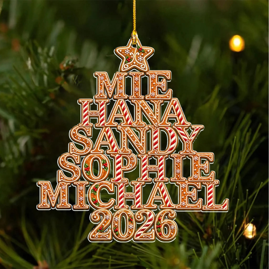 Custom Family Ornament, Christmas Gift for Family Members •  Gingerbread Christmas Tree - Personalized Acrylic Ornament