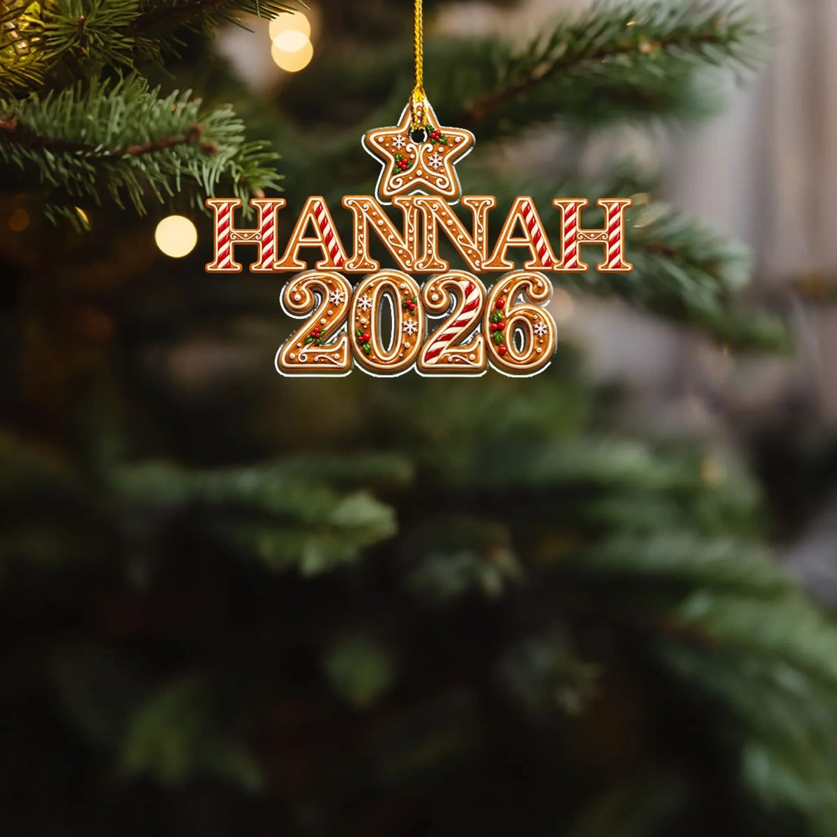 Custom Family Ornament, Christmas Gift for Family Members •  Gingerbread Christmas Tree - Personalized Acrylic Ornament