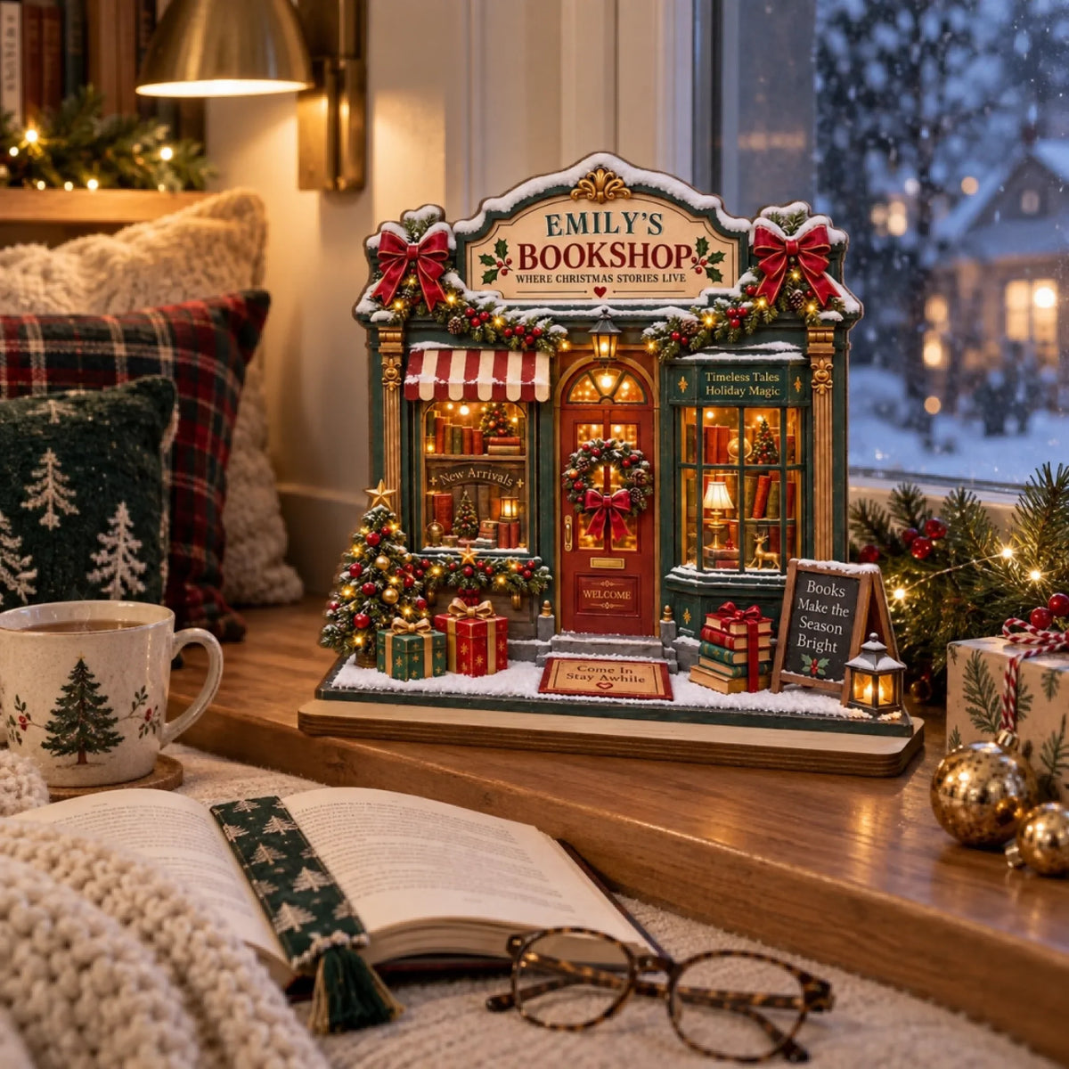 A Cozy Place For Stories - Personalized 2-Layer Wood Plaque With Flat Base