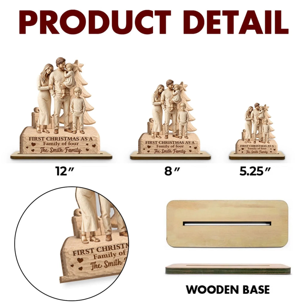Custom Decor for Mom, Special Gift for Mother • Our Merry Beginning - Personalized 2-Layer Wood Plaque With Flat Base