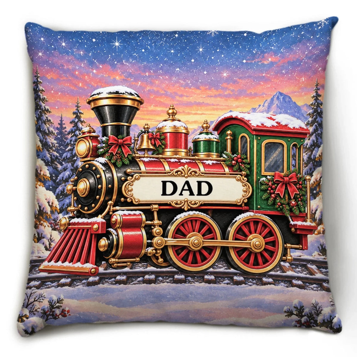 Train Family In Christmas - Personalized Throw Pillow
