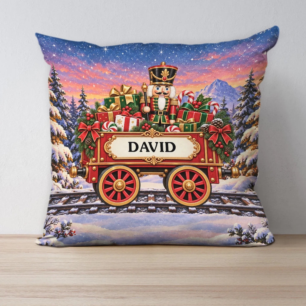 Train Family In Christmas - Personalized Throw Pillow