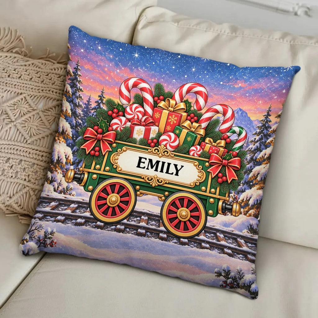 Train Family In Christmas - Personalized Throw Pillow