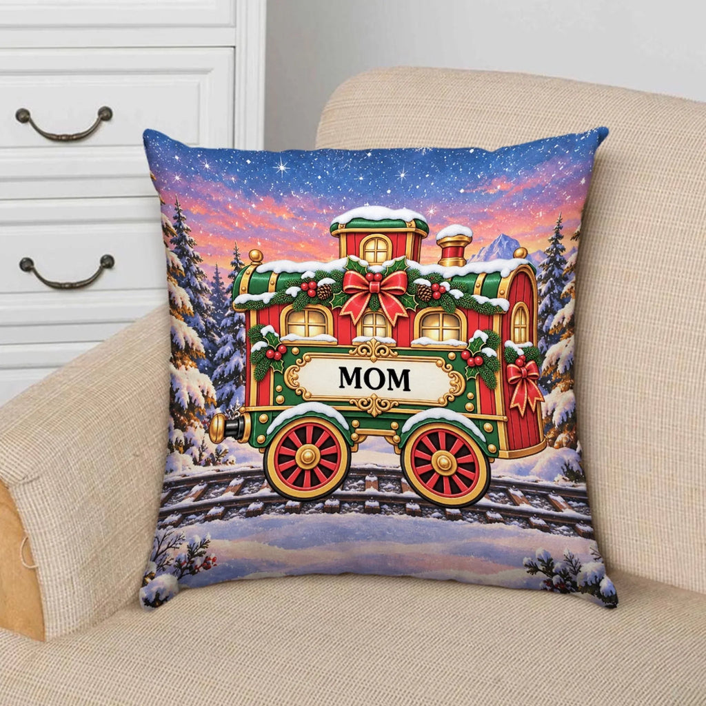 Train Family In Christmas - Personalized Throw Pillow