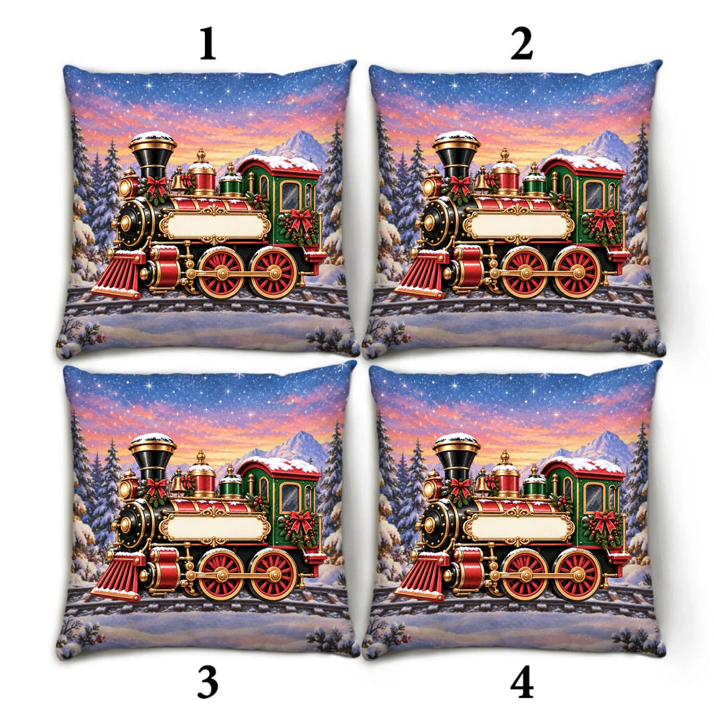 Train Family In Christmas - Personalized Throw Pillow