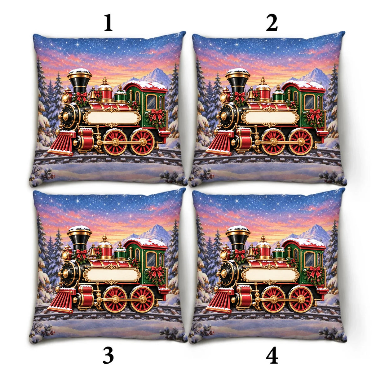 Train Family In Christmas - Personalized Throw Pillow