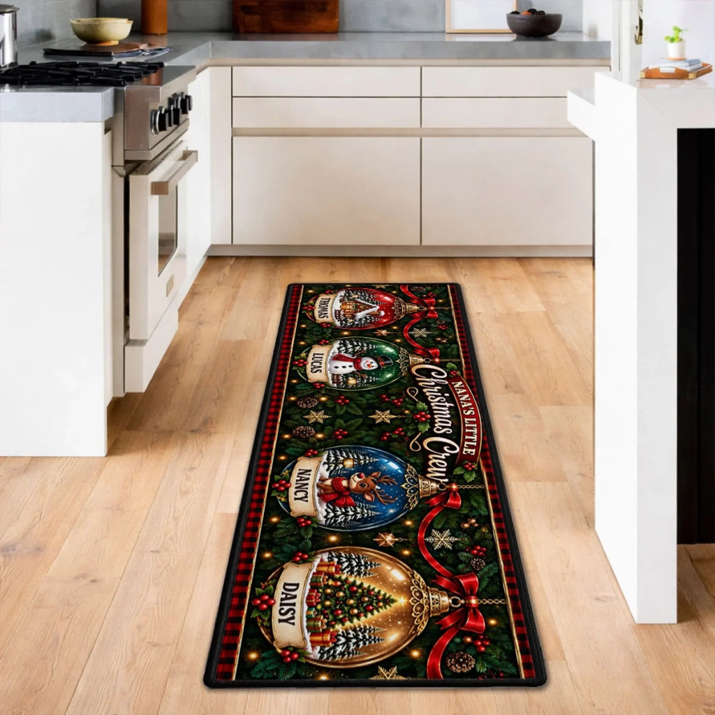 Custom Family Name Rug, Housewarming Birthday Gift For Family Members • Our Little Snow Globe - Personalized Runner Rug