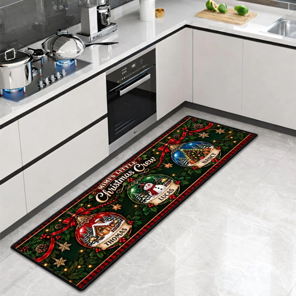 Custom Family Name Rug, Housewarming Birthday Gift For Family Members • Our Little Snow Globe - Personalized Runner Rug