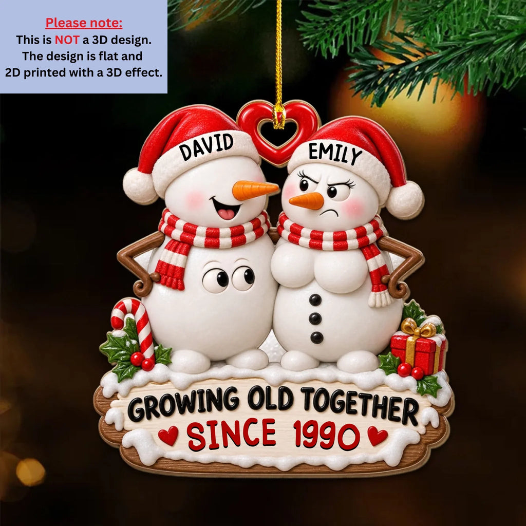 Custom Couple Christmas Ornament, Anniversary Gift •  Love Gets Better With Time - Personalized 3D Effect Wood Ornament