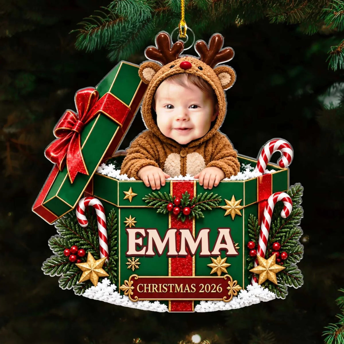 Custom Family Ornament, Christmas Gift for Family Members •  Little Hands Big Love - Personalized Acrylic Ornament
