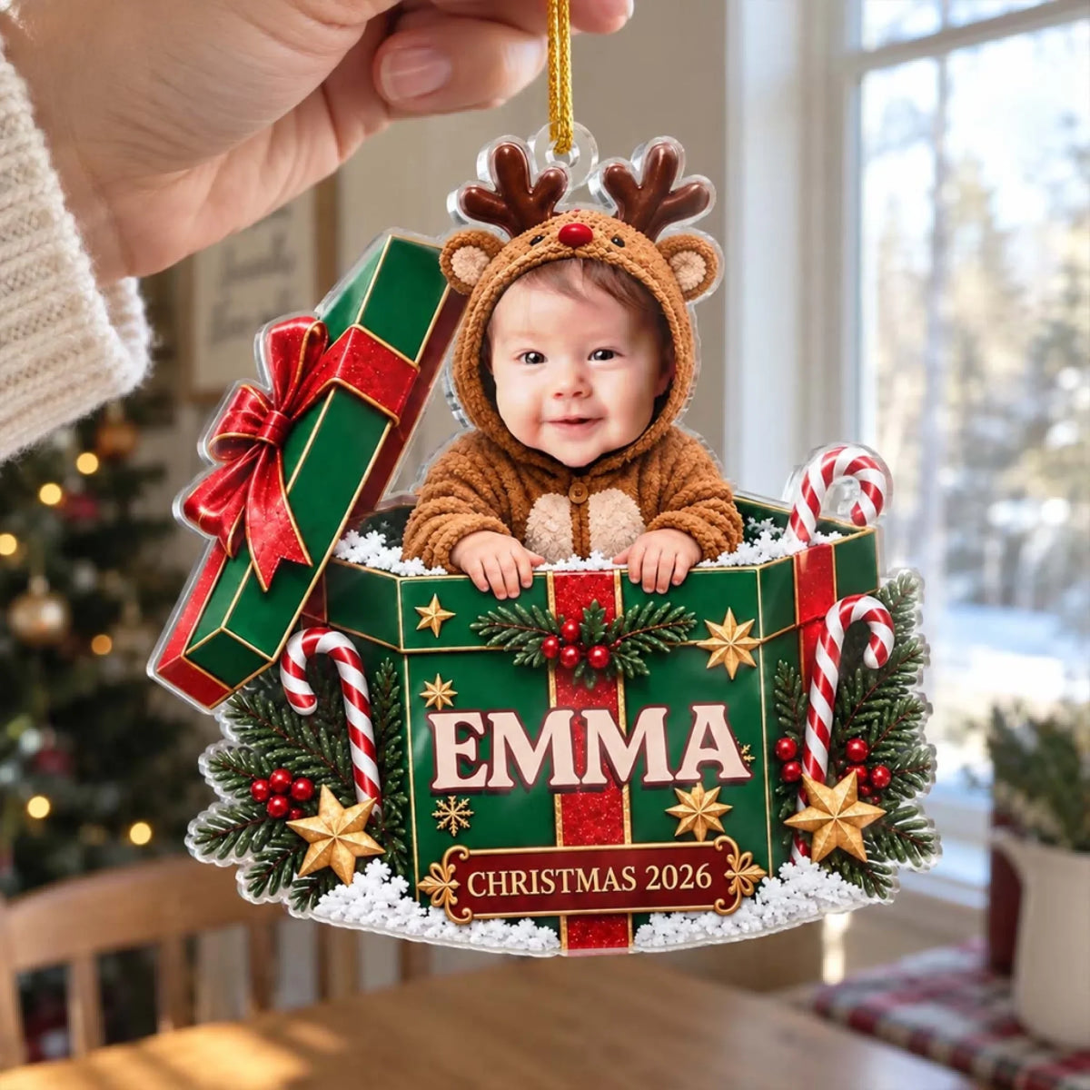 Custom Family Ornament, Christmas Gift for Family Members •  Little Hands Big Love - Personalized Acrylic Ornament