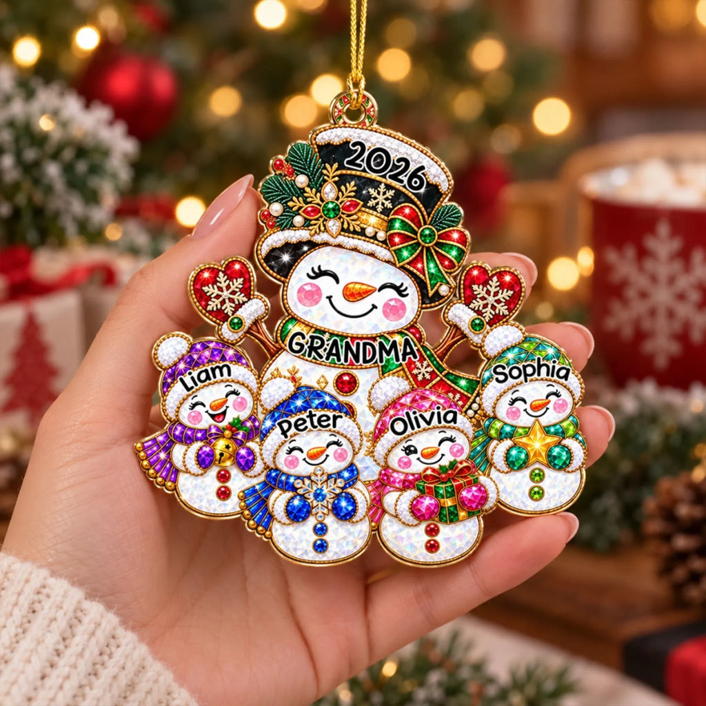 Custom Family Ornament, Christmas Gift for Family Members •  Grandmas Treasures - Personalized Acrylic Ornament