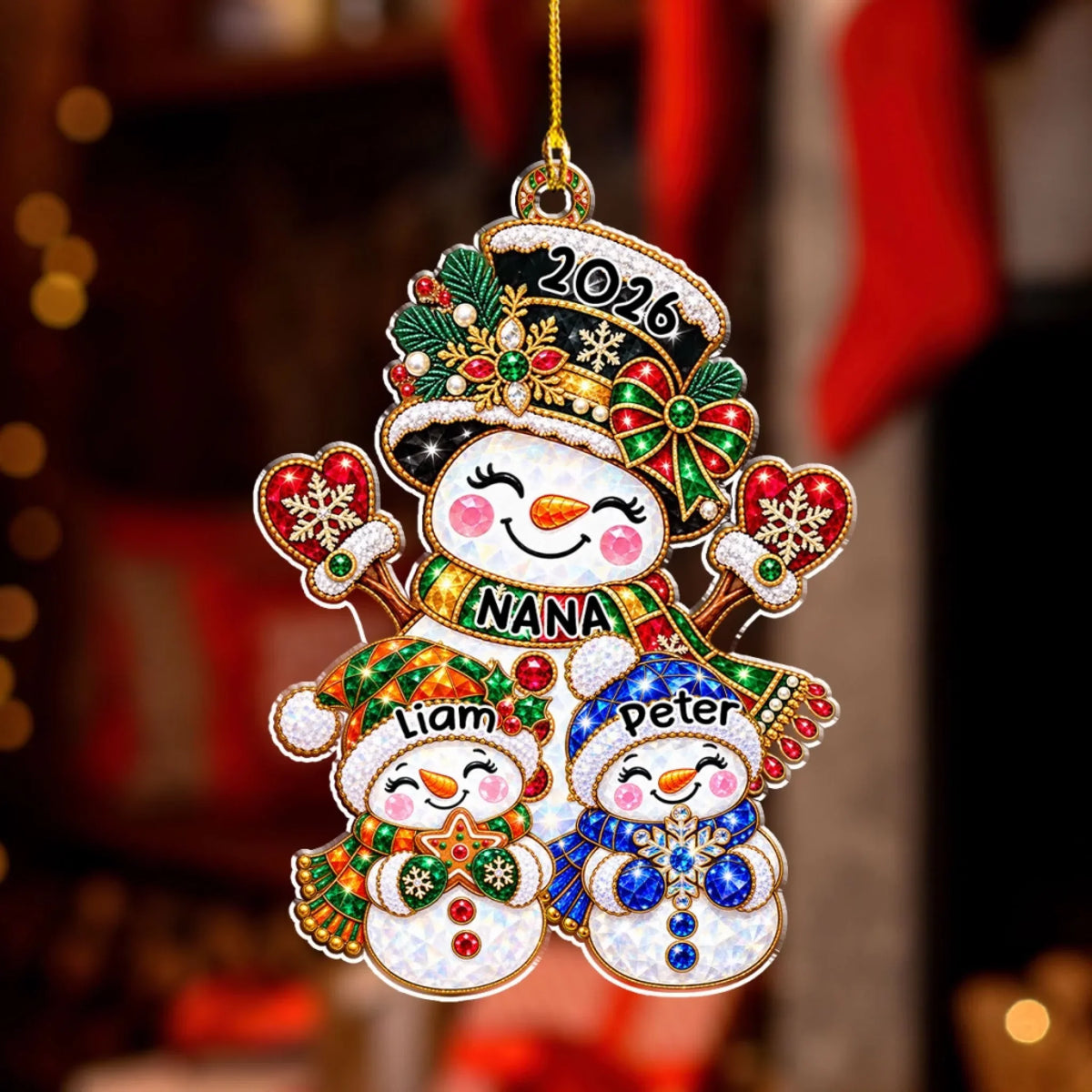 Custom Family Ornament, Christmas Gift for Family Members •  Grandmas Treasures - Personalized Acrylic Ornament