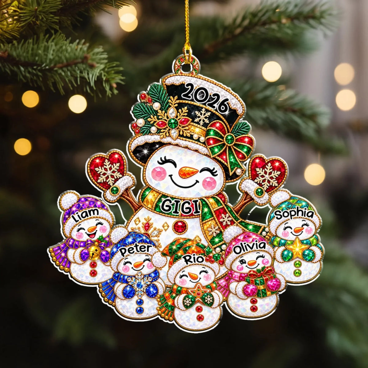 Custom Family Ornament, Christmas Gift for Family Members •  Grandmas Treasures - Personalized Acrylic Ornament