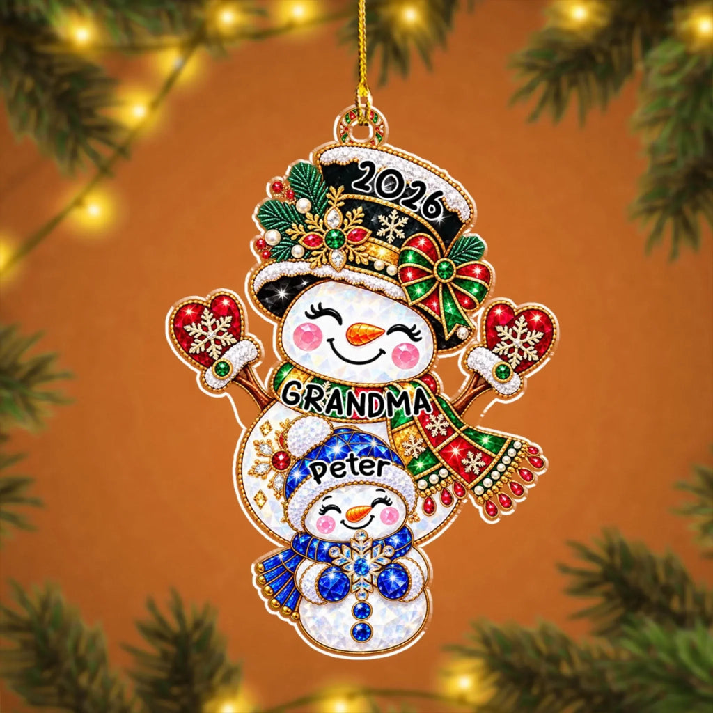 Custom Family Ornament, Christmas Gift for Family Members •  Grandmas Treasures - Personalized Acrylic Ornament