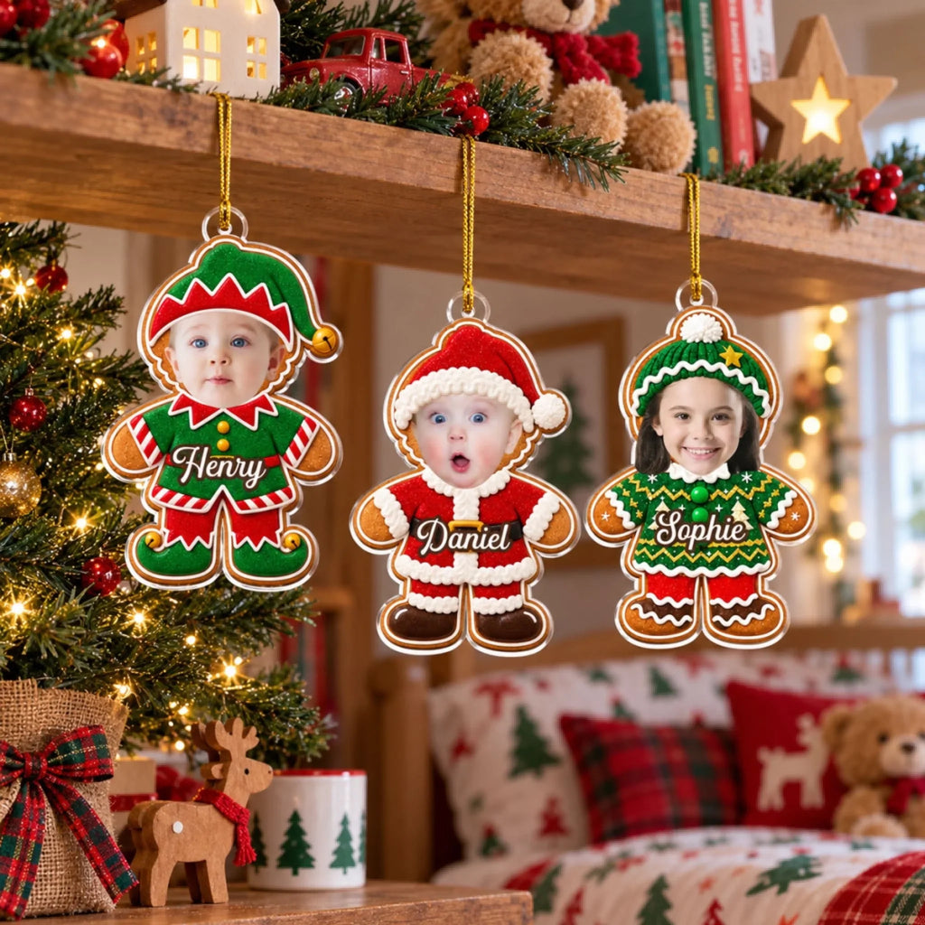 Custom Family Ornament, Christmas Gift for Family Members •  Tiny Holiday Cheer - Personalized Acrylic Ornament