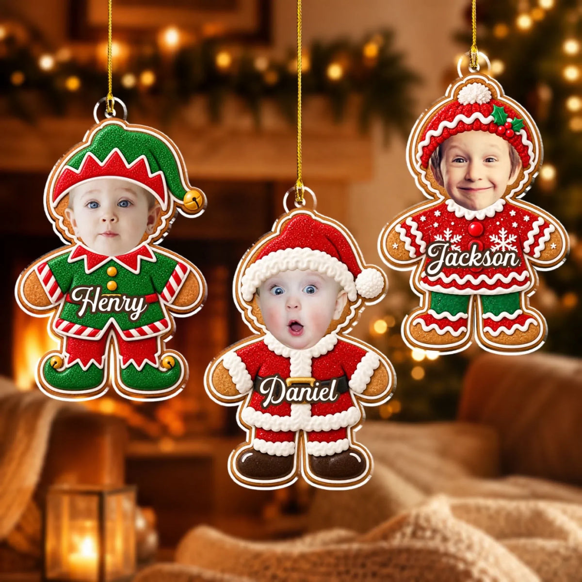 Custom Family Ornament, Christmas Gift for Family Members •  Tiny Holiday Cheer - Personalized Acrylic Ornament
