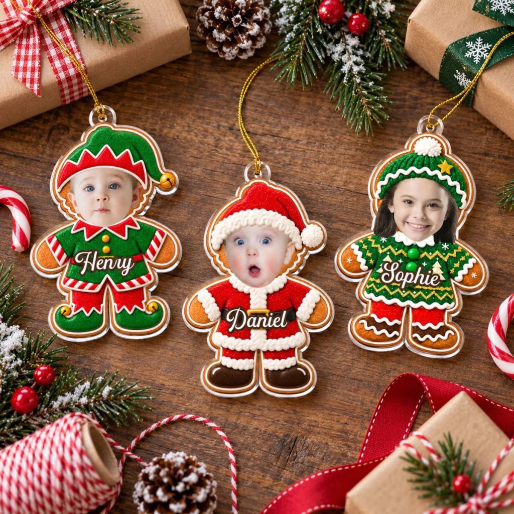Custom Family Ornament, Christmas Gift for Family Members •  Tiny Holiday Cheer - Personalized Acrylic Ornament