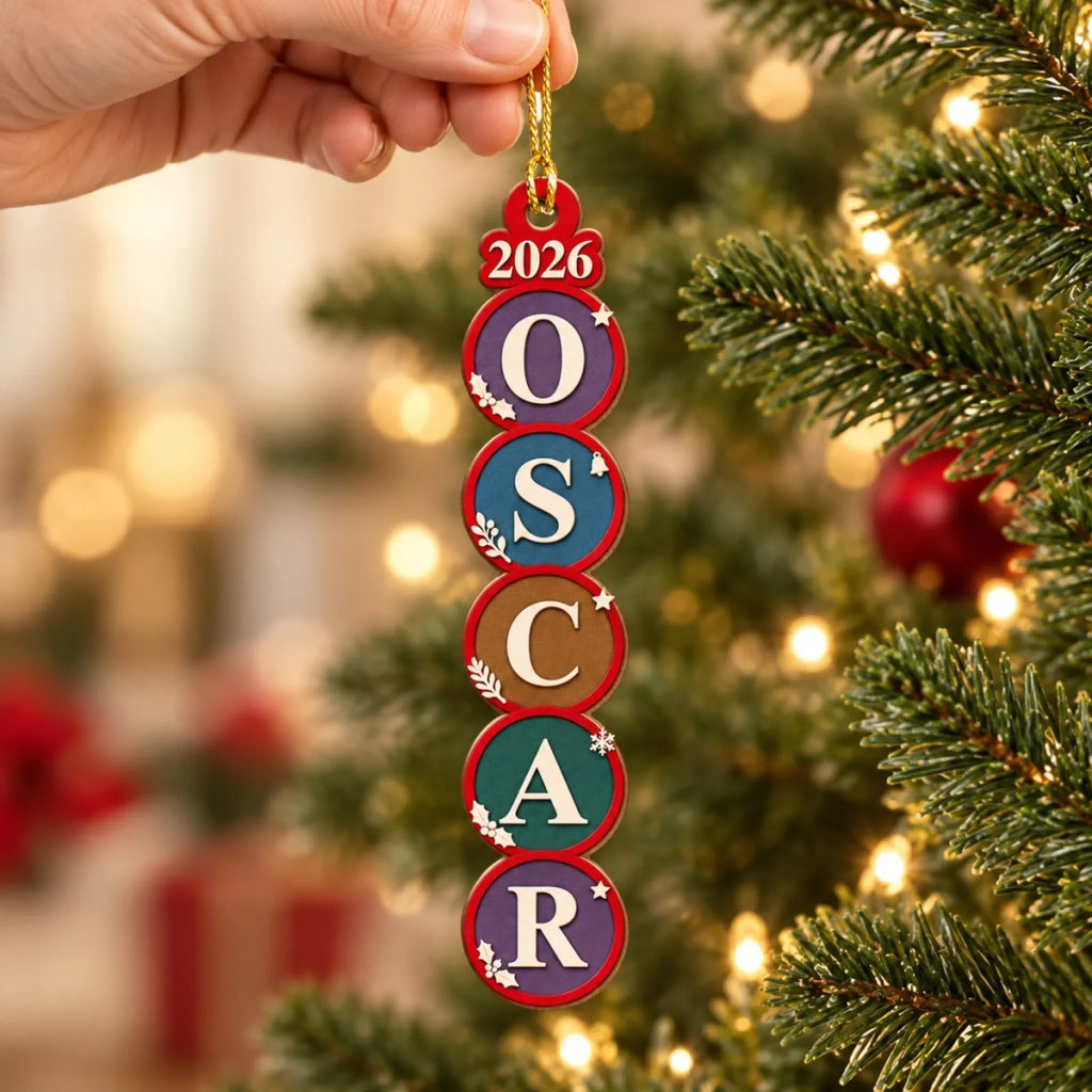 Custom Family Ornament, Christmas Gift for Family Members •  Our Merry Lineup - Personalized Wood Ornament