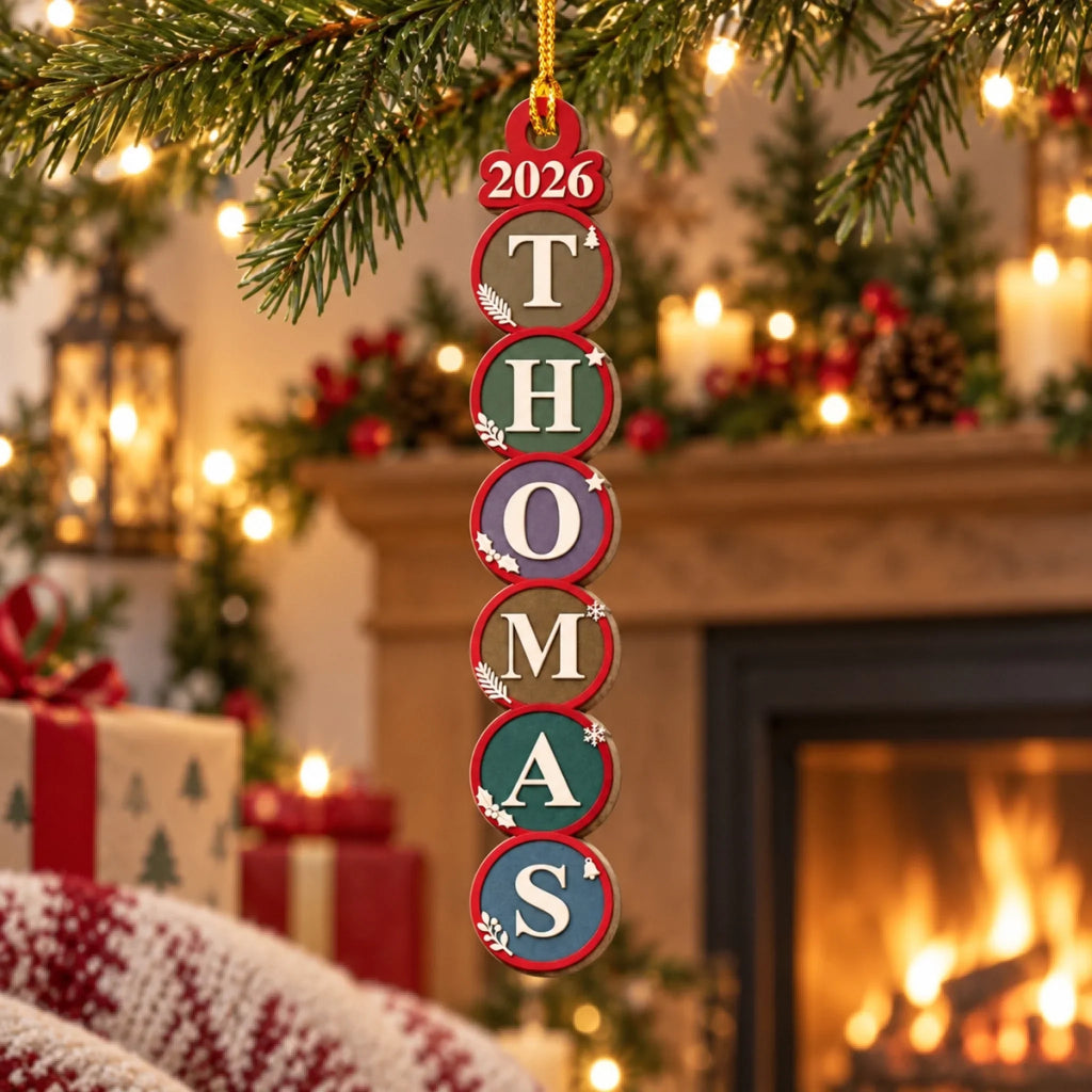 Custom Family Ornament, Christmas Gift for Family Members •  Our Merry Lineup - Personalized Wood Ornament