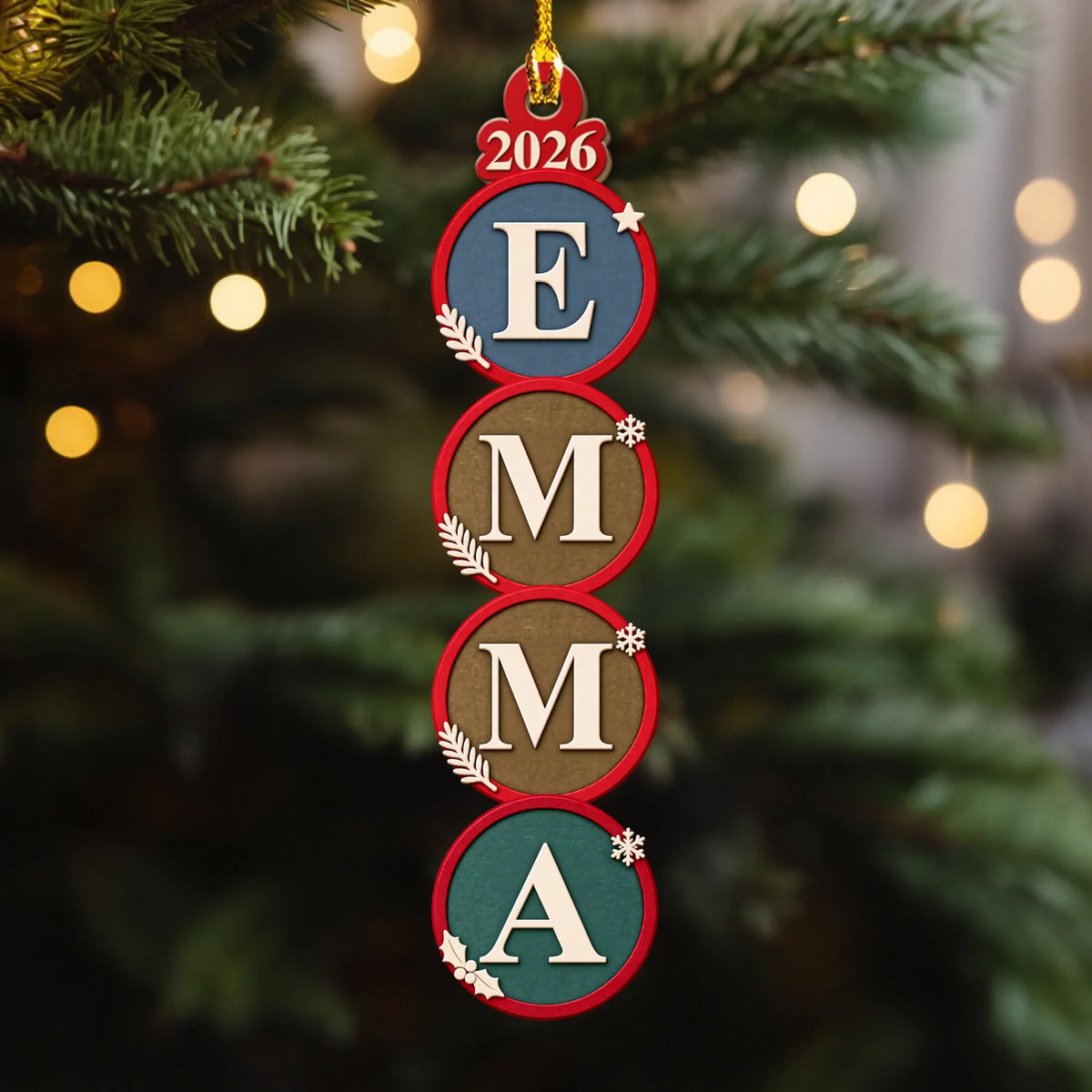 Custom Family Ornament, Christmas Gift for Family Members •  Our Merry Lineup - Personalized Wood Ornament