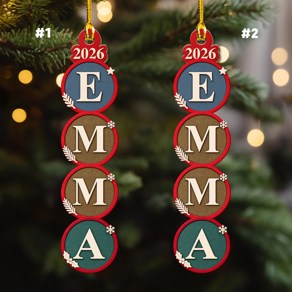 Custom Family Ornament, Christmas Gift for Family Members •  Our Merry Lineup - Personalized Wood Ornament