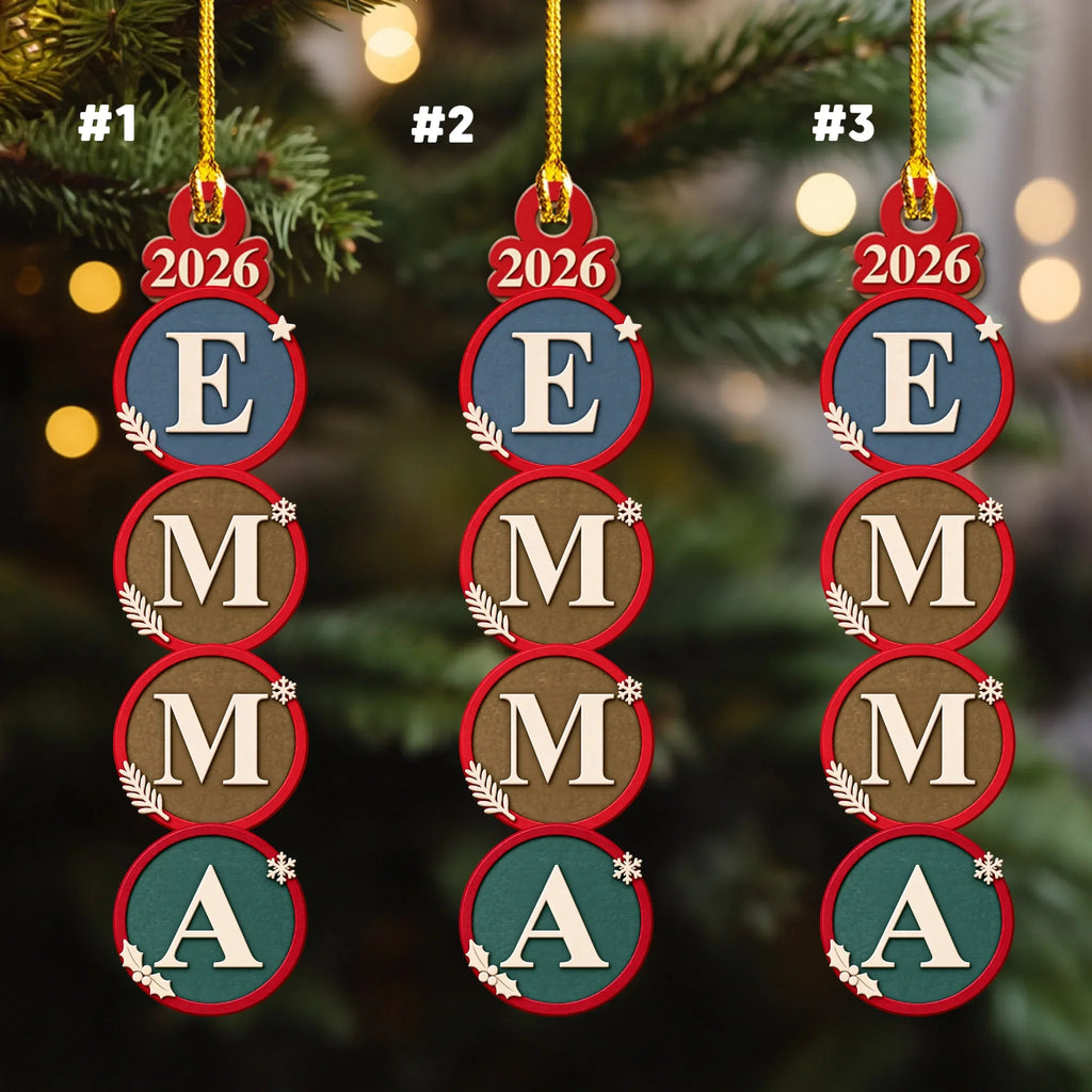 Custom Family Ornament, Christmas Gift for Family Members •  Our Merry Lineup - Personalized Wood Ornament