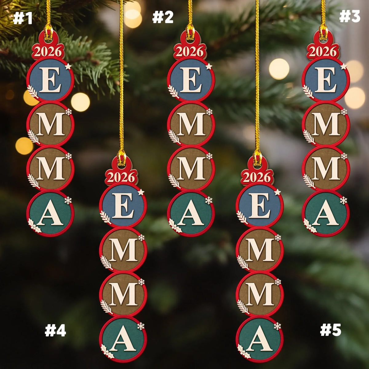 Custom Family Ornament, Christmas Gift for Family Members •  Our Merry Lineup - Personalized Wood Ornament