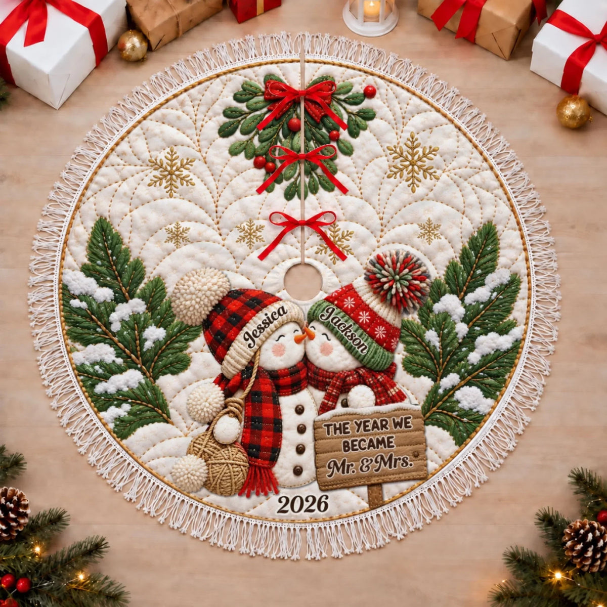 Merry And Bright Together - Personalized Tree Skirt